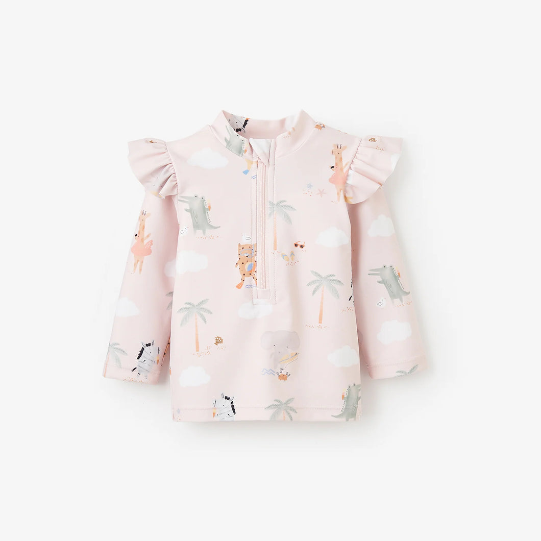 Elegant Baby Pink Seaside Safari Rash Guard