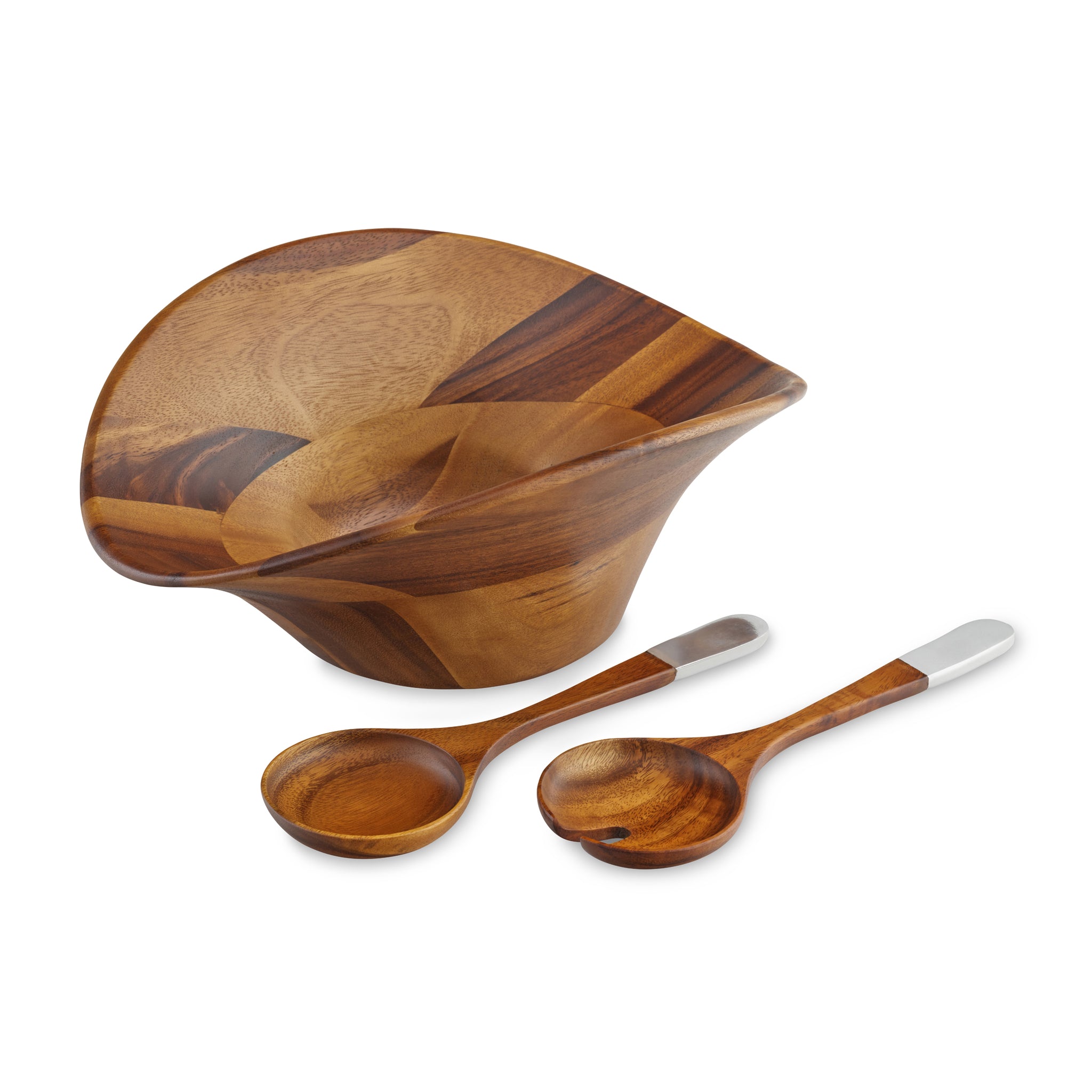 Nambe Ripple Salad Bowl With Servers